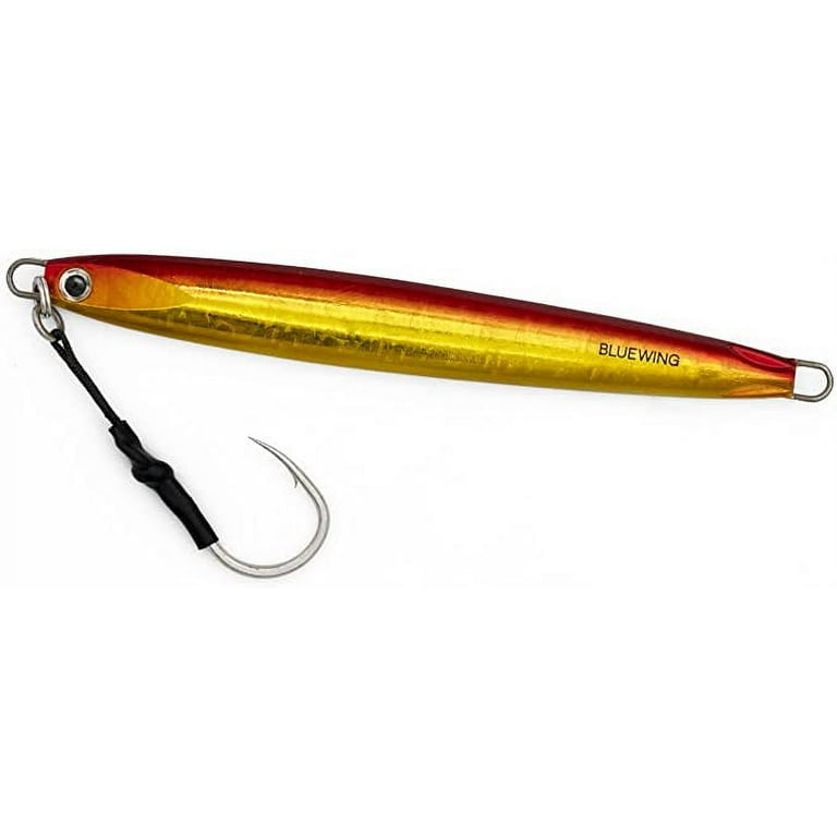 BLUEWING Speed Vertical Jigging Lure, Offshore Vertical Jig Deep Sea  Jigging Lures, Saltwater Jigs Fishing Lures for Tuna Salmon Snapper  Kingfish, Red/Gold,90g 