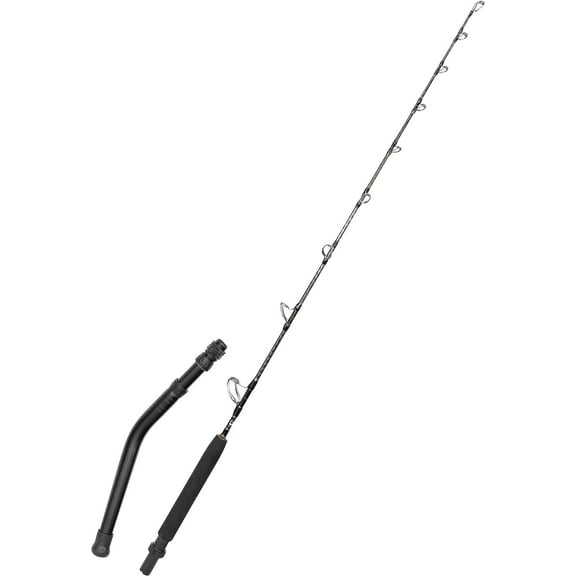 BLUEWING Spiral Wrap Extreme Trolling Fishing Rod 50lb Carbon Fiber Fishing Rod 2 Piece Design with Fuji Stainless Steel Guides and Bent Butt Handle 5'11"