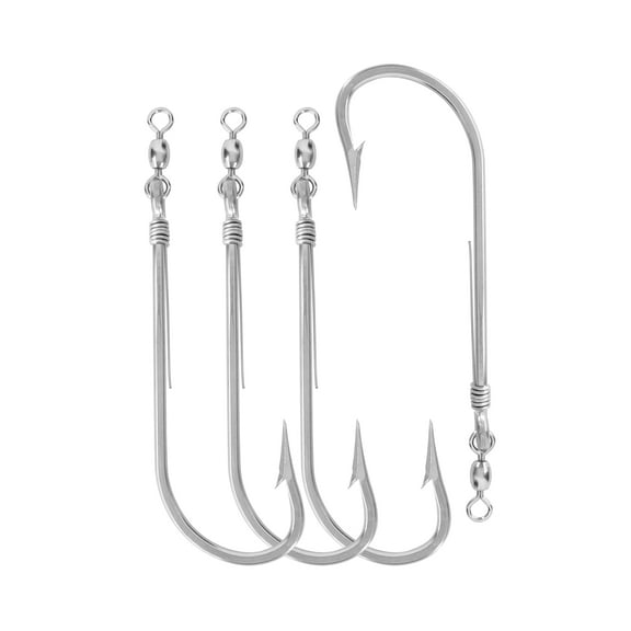 BLUEWING Strip Trolling Hook with Swivel Stainless Steel Fishing Hooks 2pcs Extra Sharp Fish Hooks for Freshwater Saltwater Fishing, Size 10/0