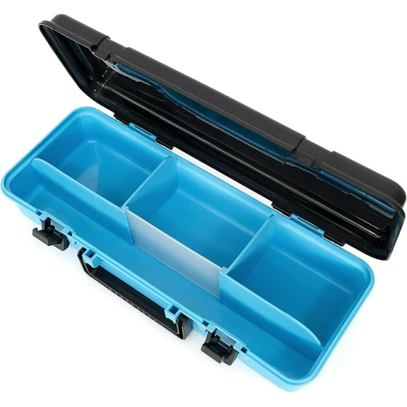 BLUEWING Tackle Storage Tray Durable Waterproof Tackle Organizer Box with 1 Large Adjustable Compartment, 15.75*6.3*3.15 in, Blue