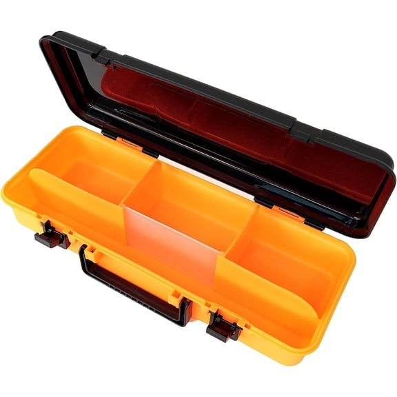 BLUEWING Tackle Storage Tray Durable Waterproof Tackle Organizer Box with 1 Large Adjustable Compartment, 15.75*6.3*3.15 in, Orange