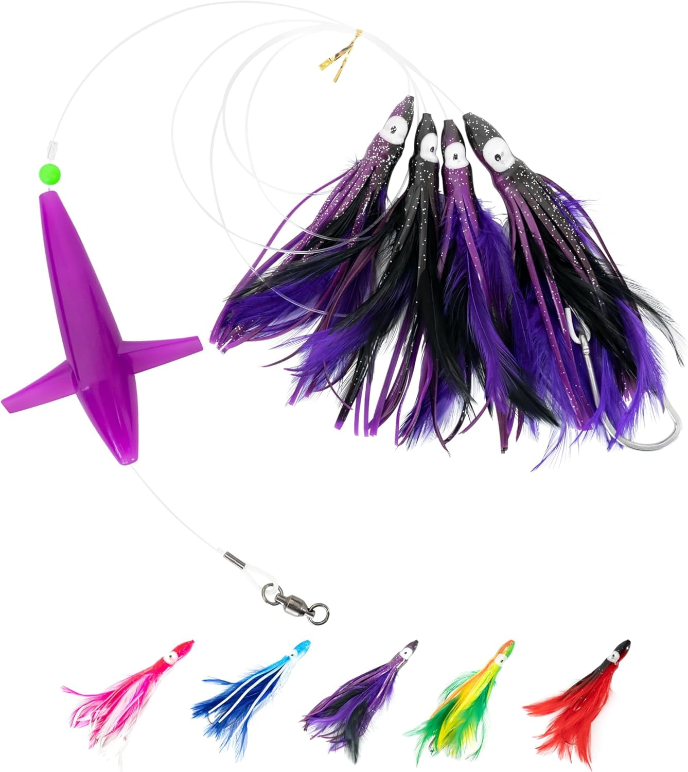 BLUEWING Daisy Chain Big Game Daisy Bird Bulb Squid Trolling Bird Tuna Lures Fishing Teasers For Marlin Sailfish Fishing Green