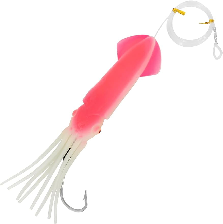 BLUEWING Upgraded Lighted Glow Squid Lure 12in Soft Fishing Trolling