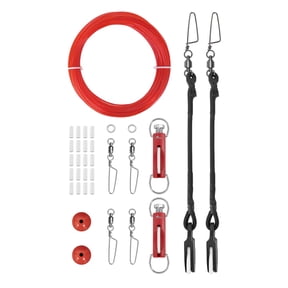 BLUEWING Upgraded Single Outrigger Rigging Kit All-in-One with 400lb Mono Line, Release Clips, Pulley, Snap Swivels, Crimps, Ball Stops and Rings for Out Rigger setup, Model E