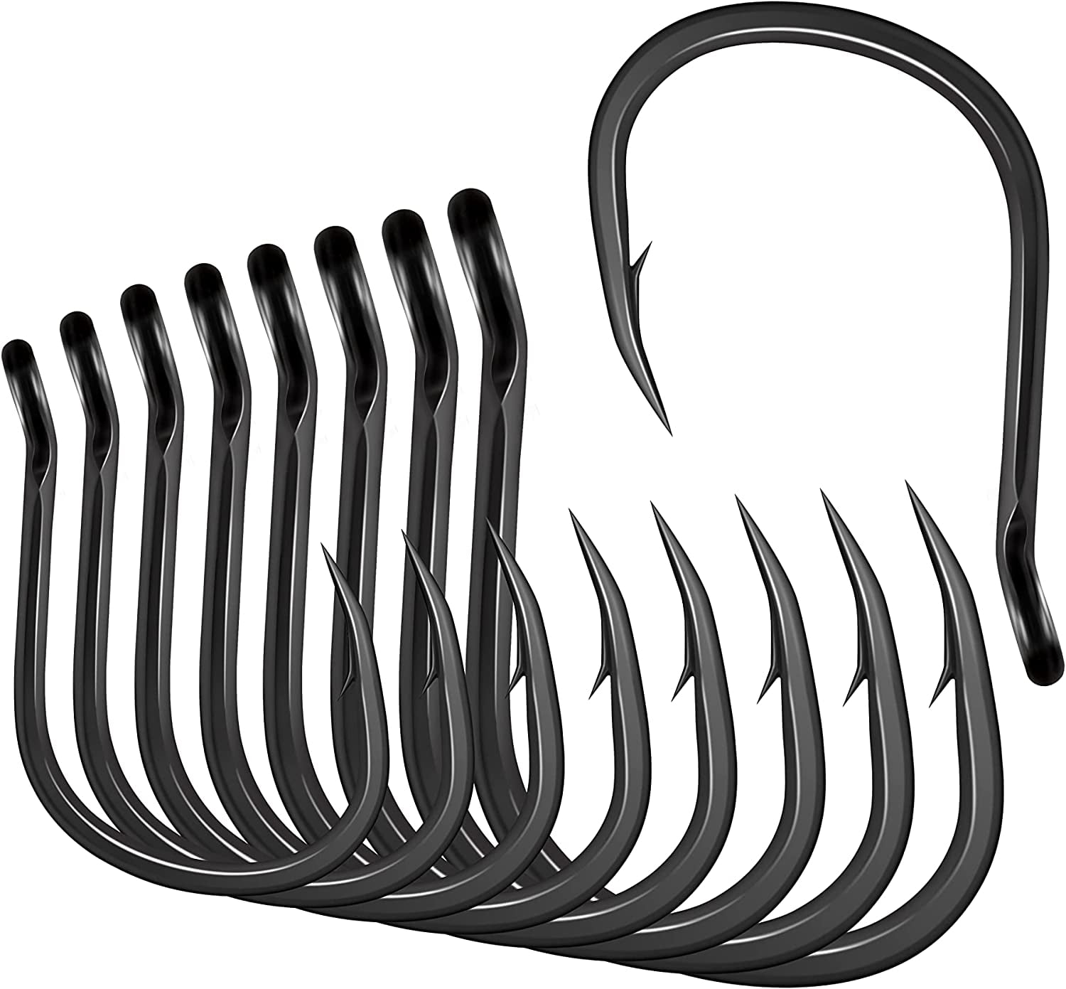 BLUEWING Wide Gap Jigging Hooks Needle Point Fishing Hooks High Carbon Steel Hooks Extra Sharp Fish Hooks for Freshwater Saltwater Fishing, Size 11/0, 5pcs