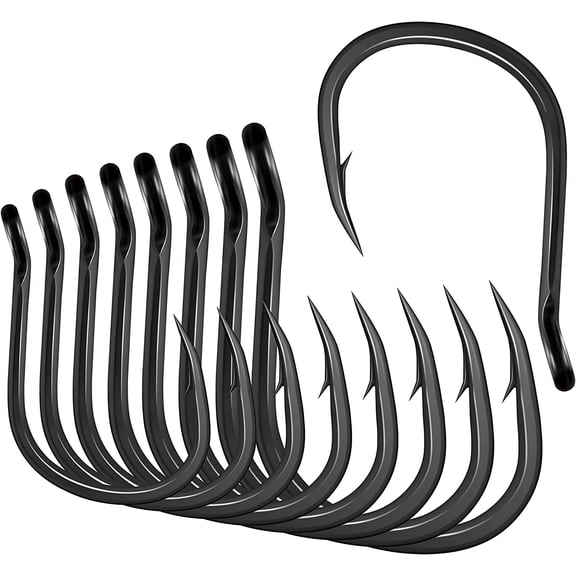 BLUEWING Wide Gap Jigging Hooks Needle Point Fishing Hooks High Carbon Steel Hooks Extra Sharp Fish Hooks for Freshwater Saltwater Fishing, Size 11/0, 5pcs