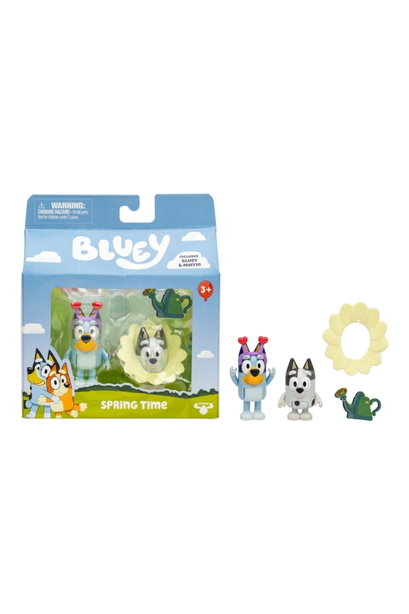 "Spring Time" Figure 2-Pack, Includes Bluey and Muffin 2.5 Inch Figures, Ages 3+