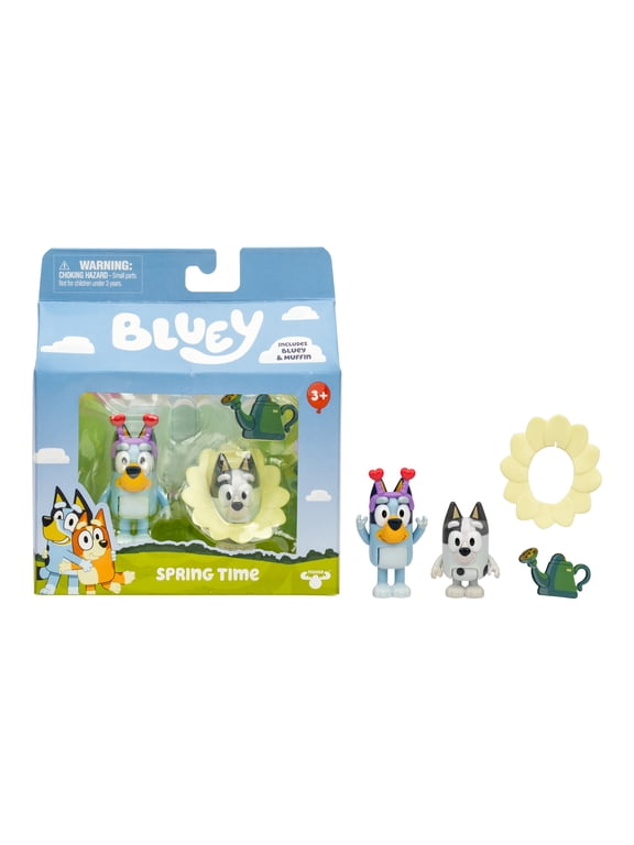 "Spring Time" Figure 2-Pack, Includes Bluey and Muffin 2.5 Inch Figures, Ages 3+
