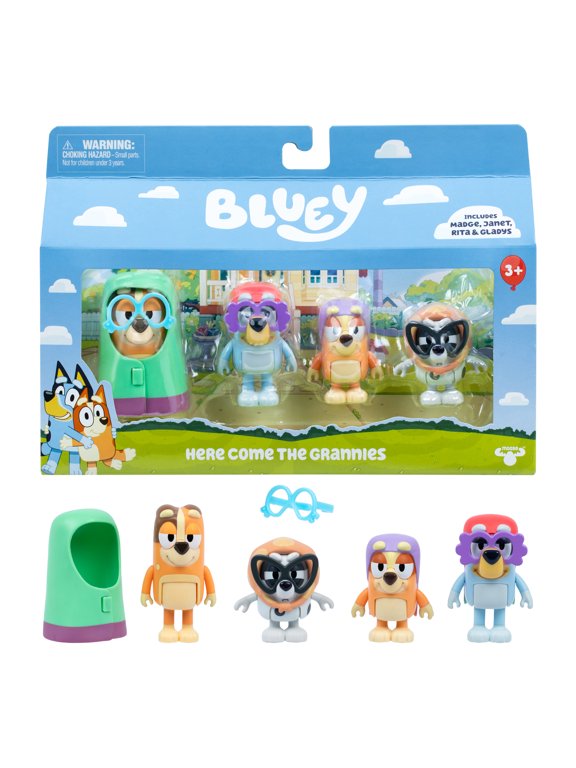Here Come the Grannies. 4 Episode-Themed Poseable Figures. Recreate Moments from the Episode Grannies. Ages 3+