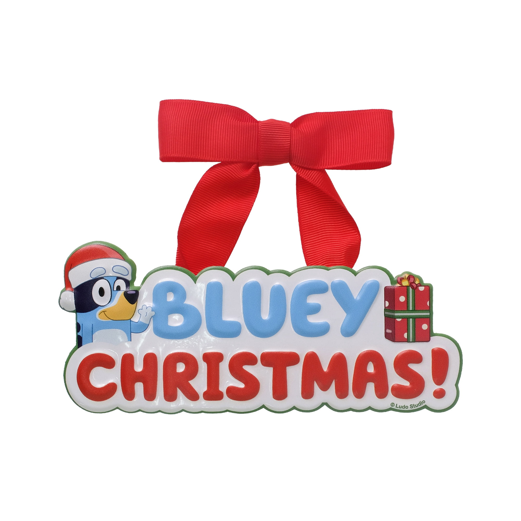 Bluey 6 Inch Metal Christmas Ribbon Sign