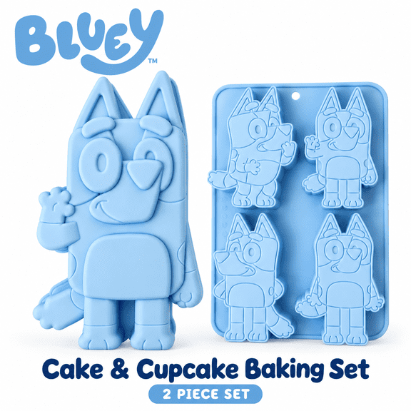 Bluey Silicone Non-Stick Cake and Cupcake Baking Mold Set, 2 Piece
