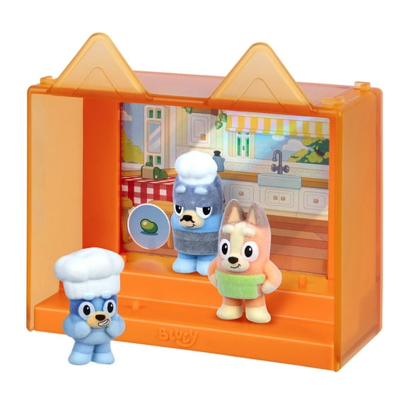 Bluey Fuzzies Pavlova, 3 Flocked Collectible Mini-Figures (Includes 1 Exclusive), Display Case, Trading Card, & Collector's Guide, Ages 3+