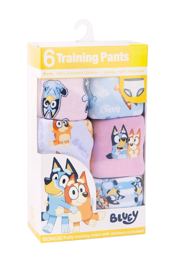 Bluey Character Toddler Girl Training Pants, 6 - Pack, Sizes 2T-3T