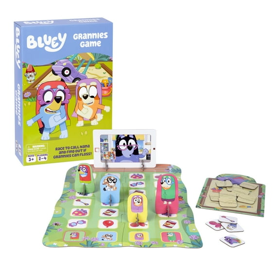 Bluey Grannies Game, Collect Grannies Items Like Glasses and Walking Sticks, Race To Be The First To Call Nana and Start A Flossing Party,  2-4 Players, Ages 3+