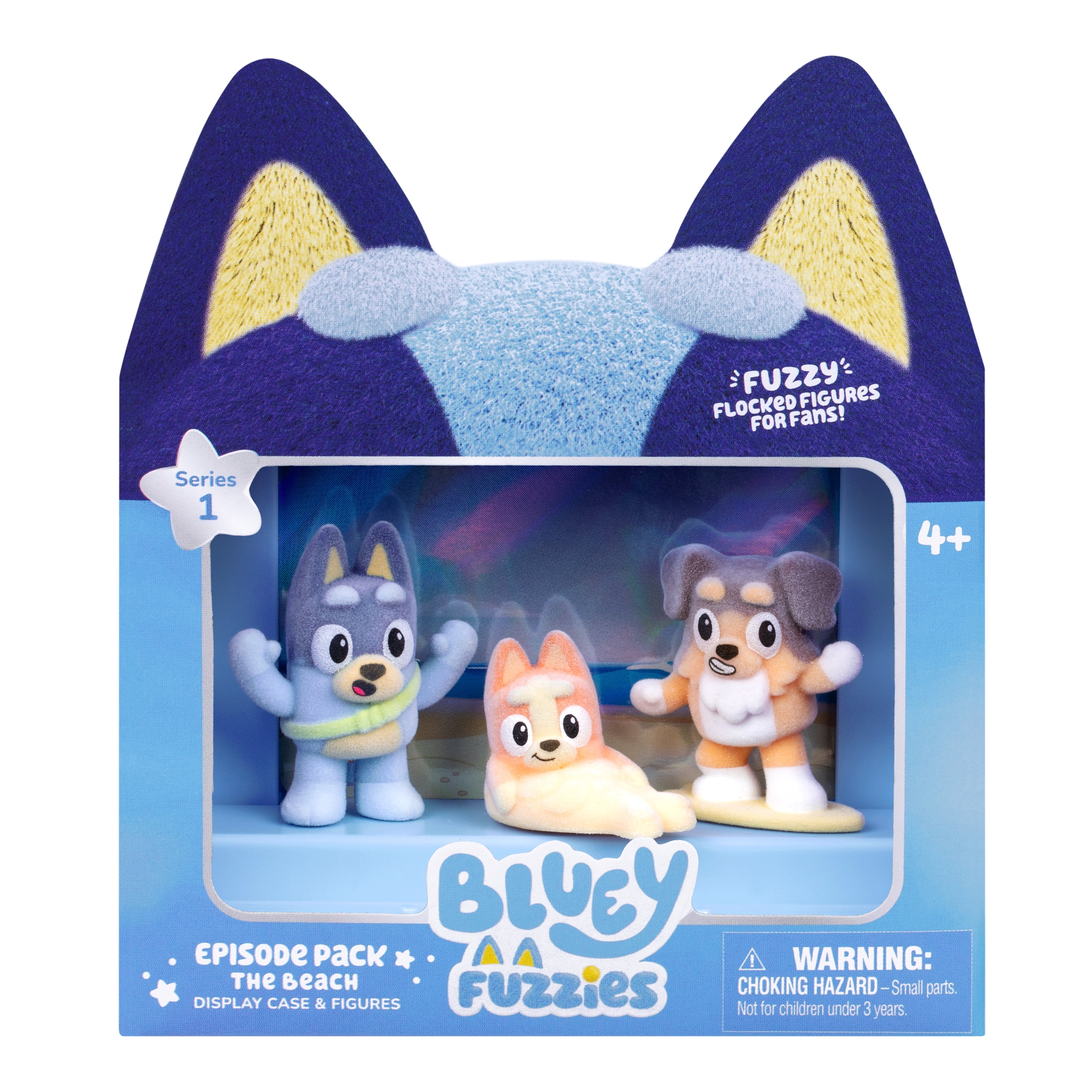 Bluey Fuzzies Episode Pack: The Beach. 3 Flocked Collectible Mini ...