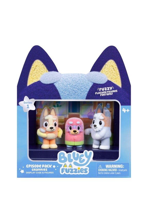 Fuzzies Episode Pack: Grannies. 3 Flocked Collectibles (Incl. 1 Exclusive), Display Case, Trading Card, and Collector's Guide. Ages 4+