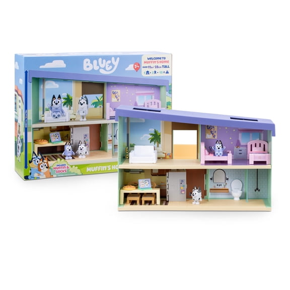 Bluey, Muffins Home Playset Over 11 Inches Tall, 10 Accessories, Includes Exclusive Muffin and Socks Figures, Ages 3+