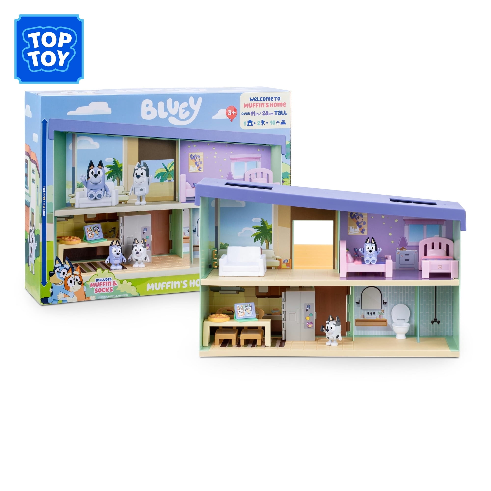 Bluey Muffin’s Home Playset with Over 11 inches Tall and 10 Accessories Including Exclusive Muffin and Socks Figures Ages 3+
