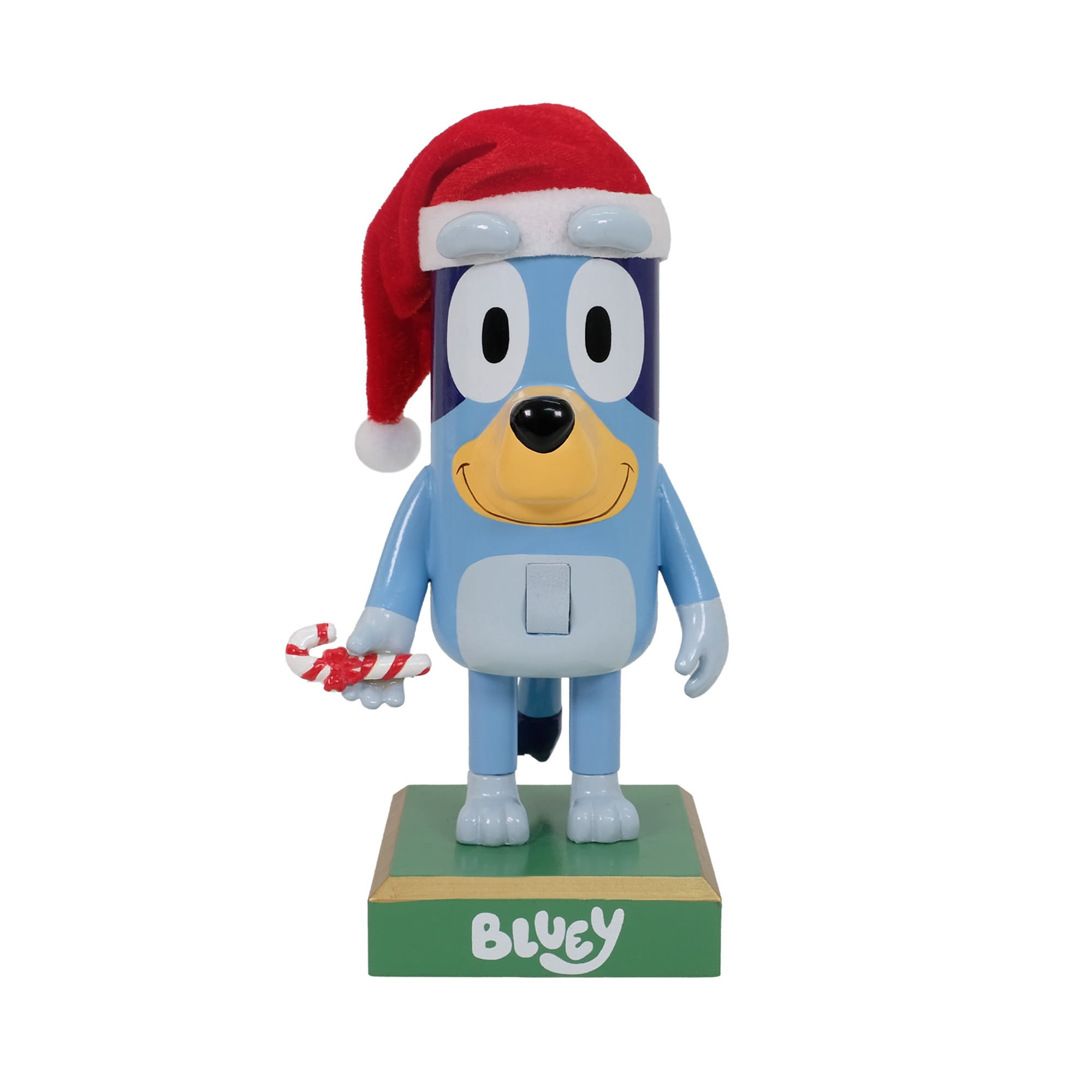 Bluey 8.5 Inch Nutcracker with Santa Hat and Candy Cane