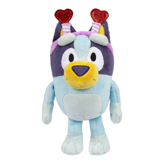 Bluey Friends Smoochy Kiss Plush Toy. Super-Soft Deluxe Fabrics and High-Quality Embroidered Details. Comes With Glittery Heart Headband. Ages 3+