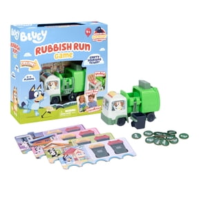 Bluey's Rubbish Run Game Bin Night Family Board Game, Spin The Barrell & Collect Rubbish in The Truck. Ages 4+, by Moose Games