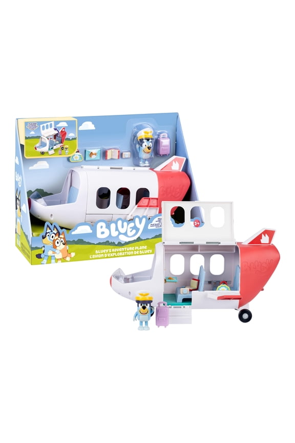 Adventure Plane, Features a Pilot Bluey figure, Includes 5 Accessories, Luggage Storage and Sticker Sheet, Ages 3+