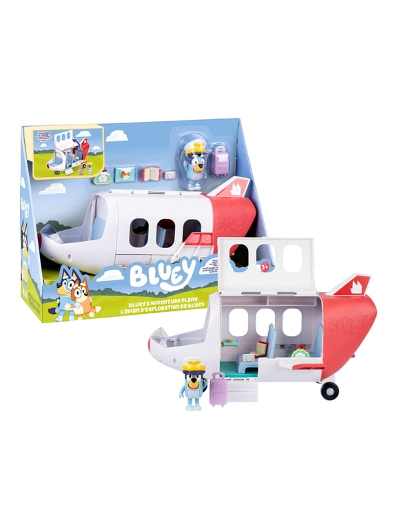 Adventure Plane, Features a Pilot Bluey figure, Includes 5 Accessories, Luggage Storage and Sticker Sheet, Ages 3+