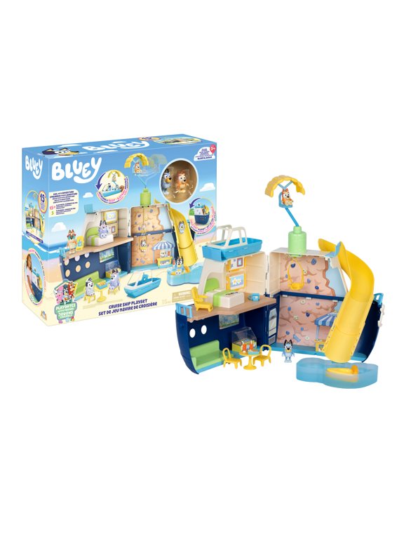 Cruise Ship Playset, Features 5 Play Areas, 15+ Accessories, Sticker Sheet, & Exclusive Bluey & Bingo Figures , Ages 3+