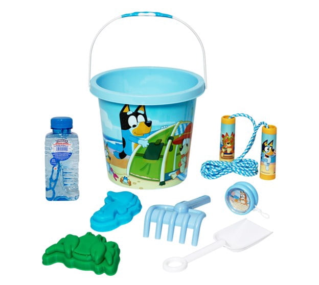 Little Kids Bluey Summer Fun Set. Bluey 7PC Beach Bucket. Ages 3 & Up