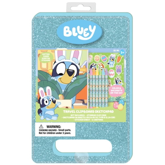Bluey Christmas Travel Clipboard and Sketchpad Stationery Set, Multi-color