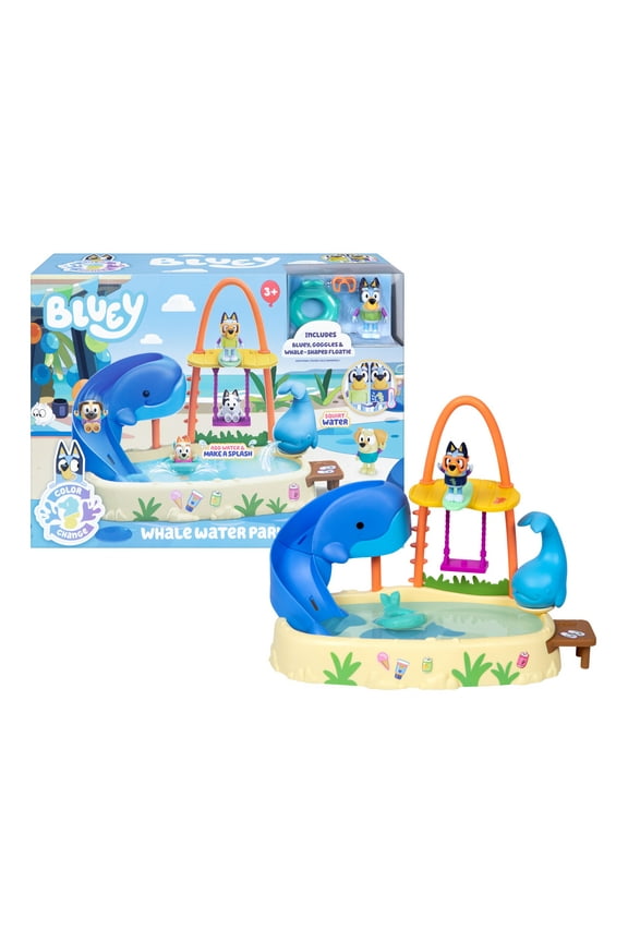 Whale Water Park Playset, Slide Down The Whale Slide, Includes Color Change Bluey Figure, Ages 3+