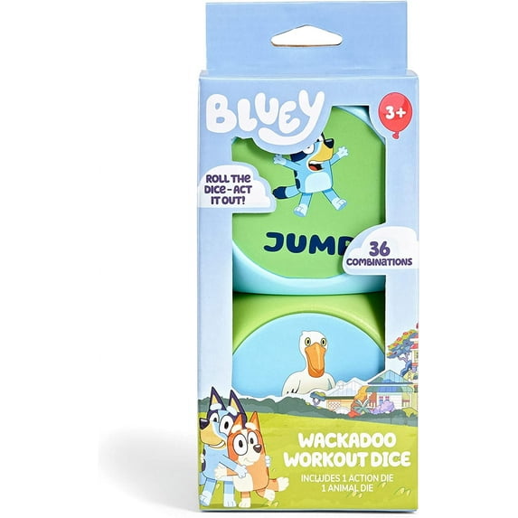 BLUEY Wackadoo Dice Imagination Act Out The Action Game | Family Game Night for All Ages | Creative and Engaging Fun for All Featuring Bluey and Bingo with 36 Unique and Silly Combinations