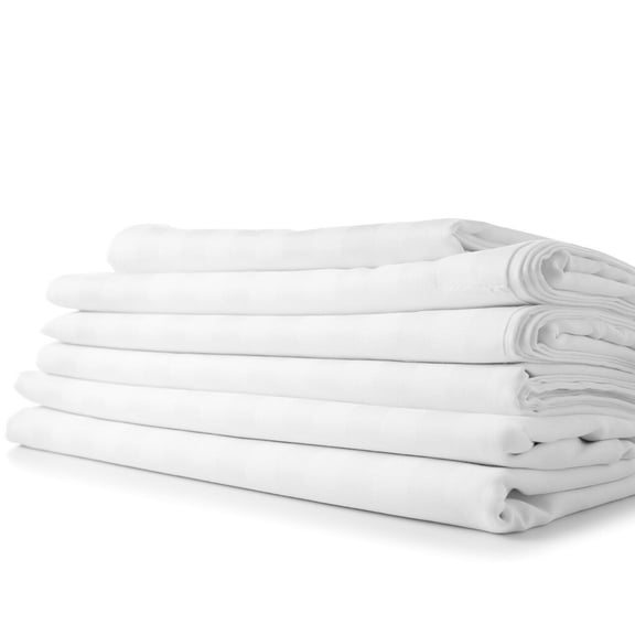 BLUFF CITY BEDDING 1800 Count Bamboo Feel Dobby Stripe Sheet Set Deep Pockets 4 Piece Set White Full