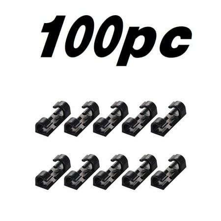 HOARBOEG 100pc Self Adhesive Cable Management Clips Desktop Cable Organizer Fixing Clamp Black