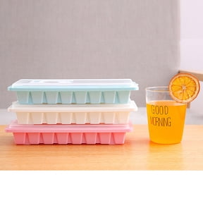 BLUKIDS 16 Ice Cube Tray with Lid and Bin, Ice Trays for Freezer, Easy Ice Pop Out Ice Cube Trays for Freezer with Cover, Stackable Storage Compact Ice Bucket for Popsicles(White)