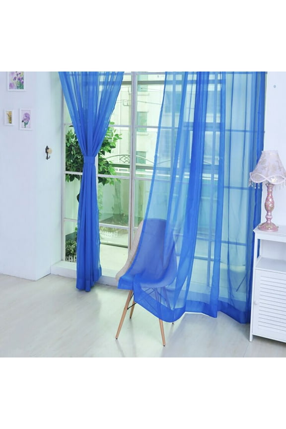 Dark Blue Sheer Curtains 78.7" L x 31.5" W,Light Filtering Solid Elegant Rod Pocket Voile Window Drapes for Bedroom Living Room