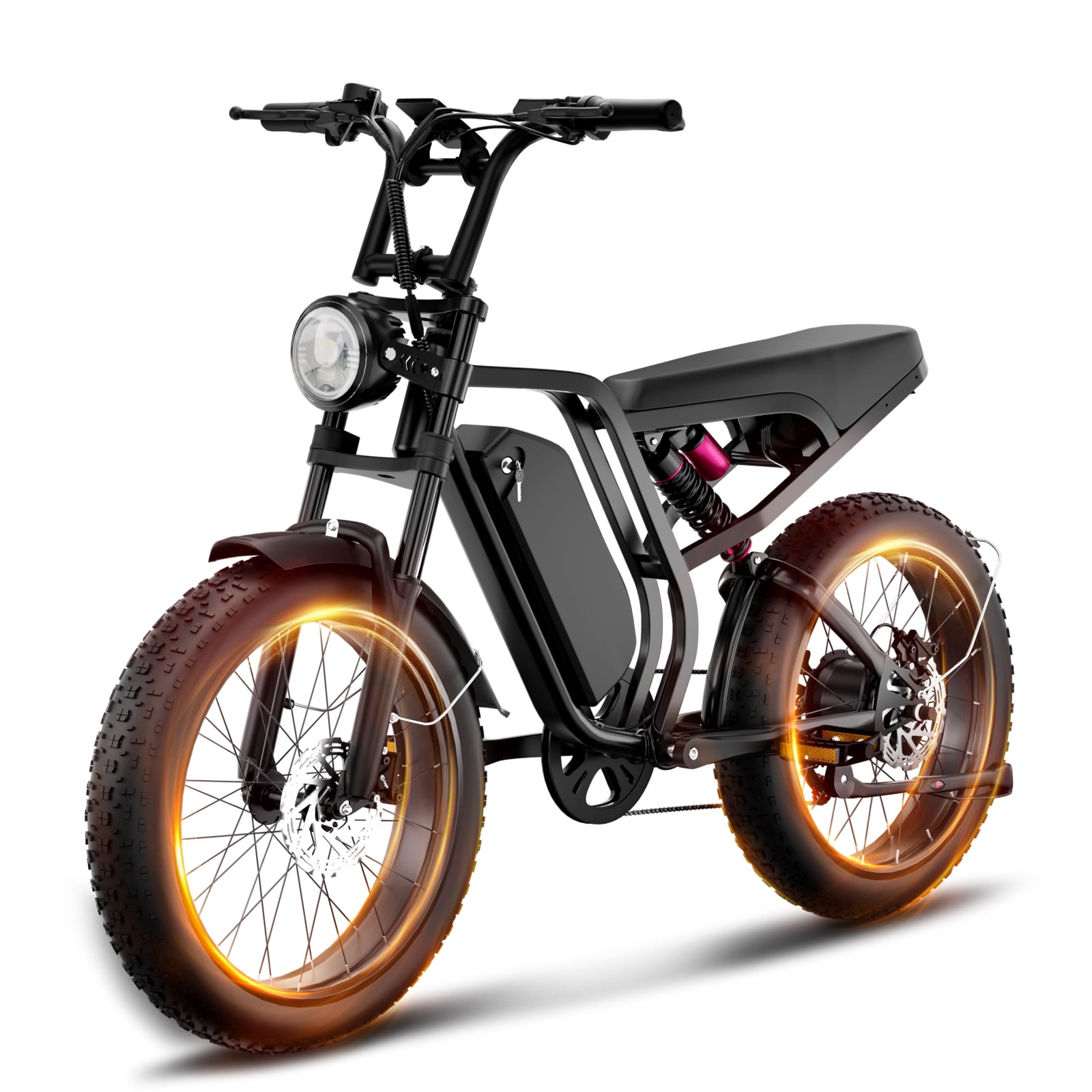 BLUVALL SU8 Electric Bike for Adults, Peak 1000W 31MPH 48V 16Ah E-Mountain Ebike, 20" Fat Tire Bicycle 7 Speed UL2849