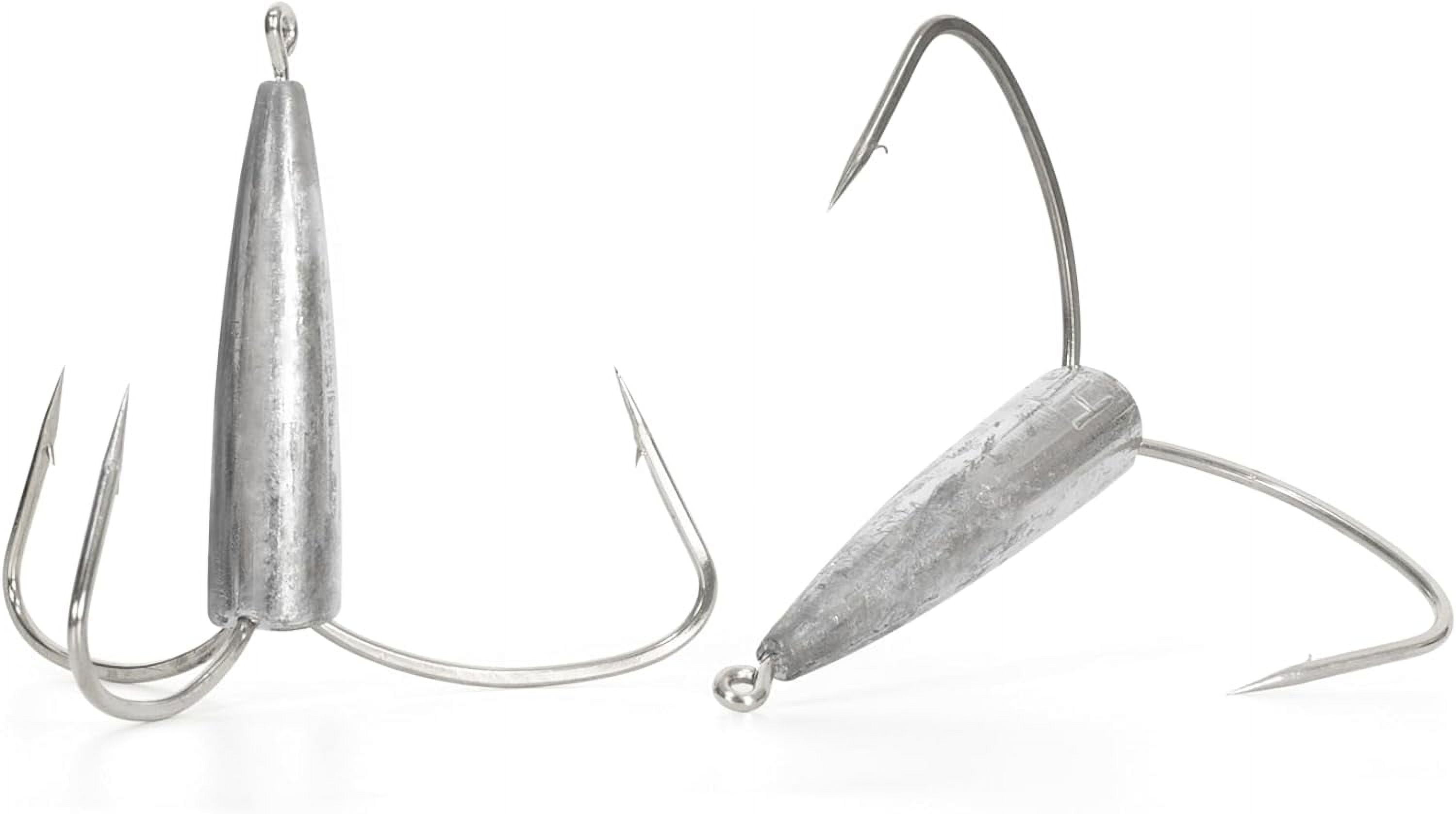 BLUWING 10/0 Weighted Treble Hooks 2pcs Snag Hooks High Carbon Steel