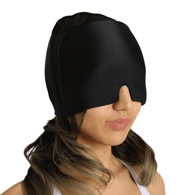 BLUZEN Black Migraine Relief Head Wrap (Hot/Cold Therapy)