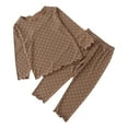 thumbnail image 1 of BLVB 2-12Y Childrens Toddler Girl Ribbed Long Sleeve T-Shirt Tops Pants Outfits 2pcs Pajama Set Fall Clothes, 1 of 3
