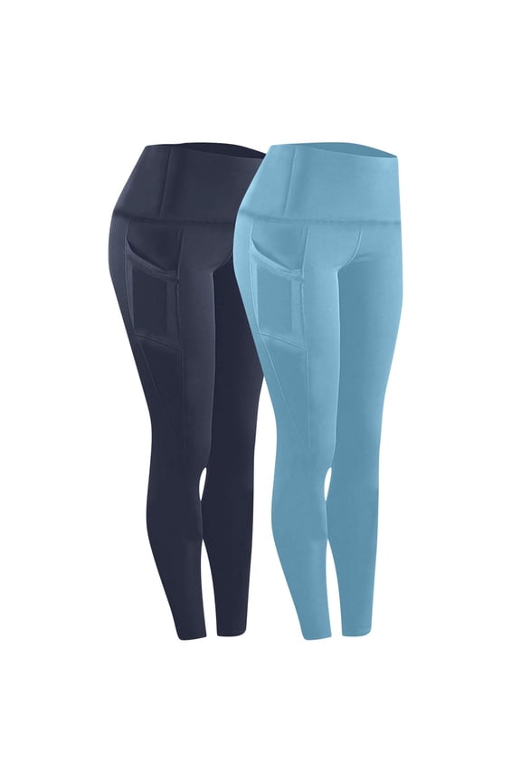 2 Pack High Waisted Leggings with Pockets for Women-Soft Athletic Pants for Running Yoga Workout
