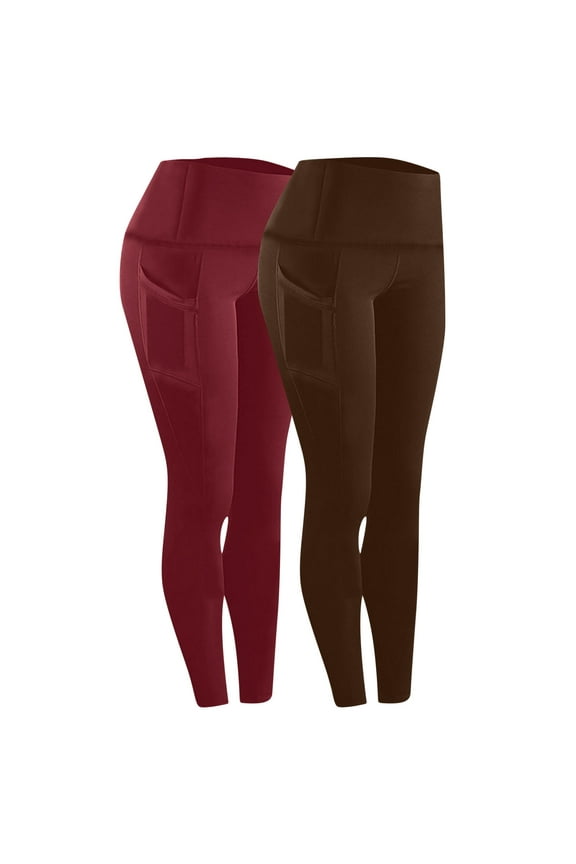 2 Pack High Waisted Leggings with Pockets for Women-Soft Athletic Pants for Running Yoga Workout