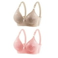 thumbnail image 1 of BLVB 2 Pack Wireless Full Coverage Plus Size Bras for Women Comfort Lace Bralettes Lift V Neck Bra Watermelon Red, 1 of 3