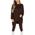 thumbnail image 1 of BLVB 2 Piece Outfits for Women Casual Crewneck Long Sleeve Irregular Tops and Leggings Sets Plus Size Tracksuit, 1 of 5