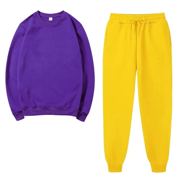 BLVB 2 Piece Sweatsuits for Women Joggering Match Sets Crewneck Sweatshirts Pullover Solid Color Sweatpants Tracksuits