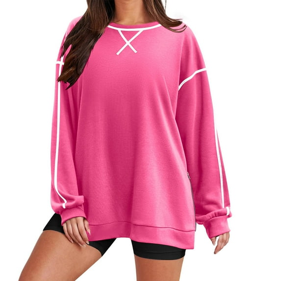 BLVB Oversized Sweatshirts for Women Long Sleeve Crewneck Loose Pullover Tops Basic Trendy Outfits Clothes