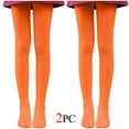 thumbnail image 1 of BLVB 2PC Girls Tights Women Dance Stockings Soft Footed Opaque Tights for Toddler, Kids and Women Orange, 1 of 7