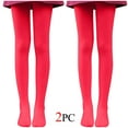 thumbnail image 1 of BLVB 2PC Girls Tights Women Dance Stockings Soft Footed Opaque Tights for Toddler, Kids and Women Red, 1 of 7