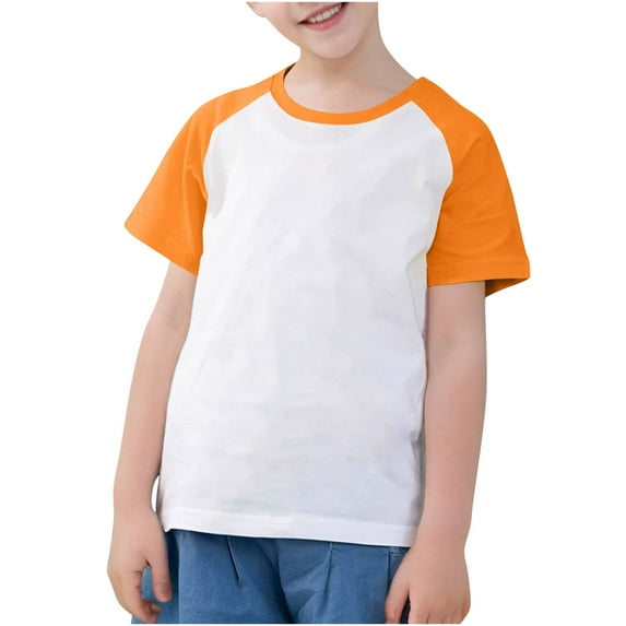 BLVB 3-14Y Kids Baseball Tee Boys Girls Raglan T Shirt Blouse Short Sleeve Crewneck Casual Tops Cotton T-Shirt