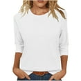 thumbnail image 1 of BLVB 3/4 Length Sleeve Womens Tops Casual Loose Crewneck T Shirts Cute Solid Color Tunic Tops Basic Tees Blouses Business Work Tee Top, 1 of 6